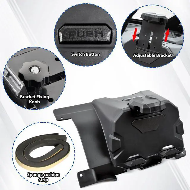 Alt view image 5 of 5 - LDETXY Electronic Device Holder with Storage Box for Can Am Defender, Phone Ipad Tablet GPS Holder Mounts Organizer Tray for Can-Am Defender HD5 HD8 HD10 MAX 2016-2023 Accessories