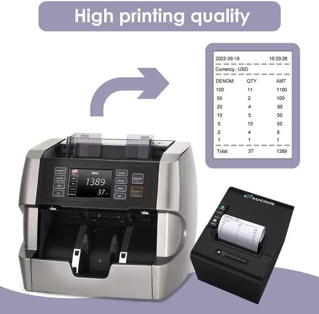 Alt view image 3 of 5 - NUCOUN Receipt Printer VCP-80 80mm Thermal Receipt Printer, Serial USB Network Cash Box Interface (80 mm)Connect VC-7 VC-3 Bill Value Counter with RS-232 Cable