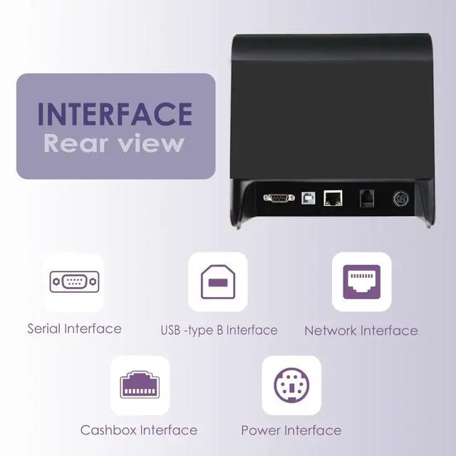 Alt view image 4 of 5 - NUCOUN Receipt Printer VCP-80 80mm Thermal Receipt Printer, Serial USB Network Cash Box Interface (80 mm)Connect VC-7 VC-3 Bill Value Counter with RS-232 Cable