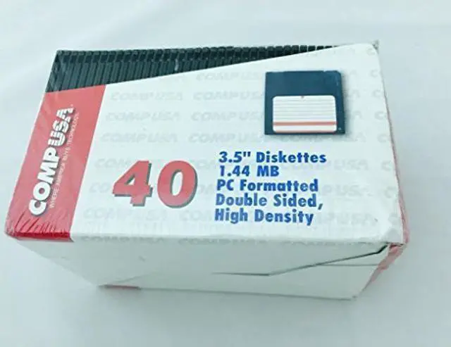 Main image of CompUSA 40 pack 3.5" Diskettes 1.44 MB PC Formatted Double Sided, Double Density [Discontinued]