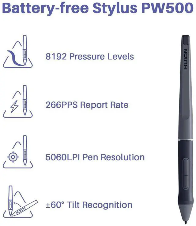 Alt view image 5 of 5 - HUION HS611 Graphics Drawing Tablet Android Support Digital Art Tablet with Battery-Free Stylus 8192 Pen Pressure Tilt 8 Multimedia Keys 10 Hot Keys and Touch Ring, 10x6 inch Drawing Pad, Space Grey