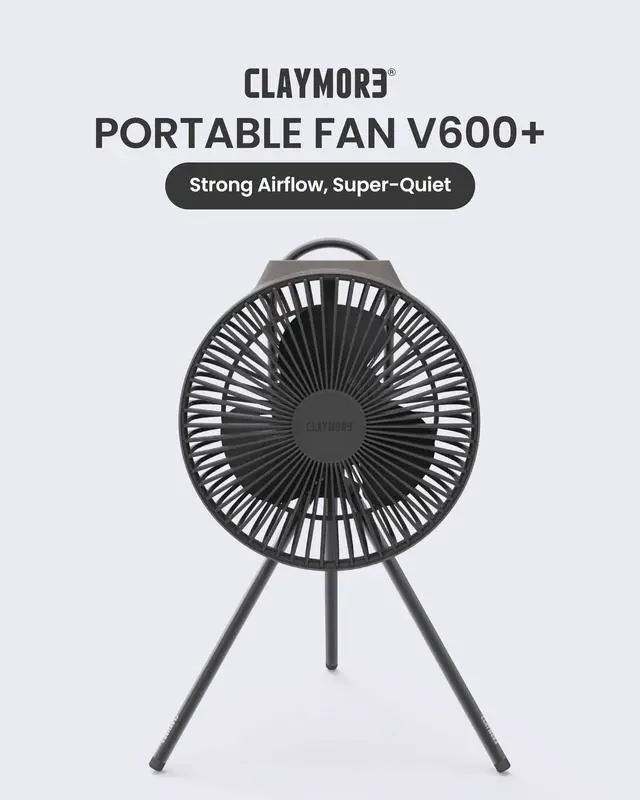 Alt view image 2 of 5 - Claymore Portable Fan V600+ (Warm Gray) - Portable, Airflow for Outdoors Use & Indoor Living Room, Desk, Table Fan. Super Quiet, USB-C Charging, Long-Lasting Battery, Includes Storage Case.