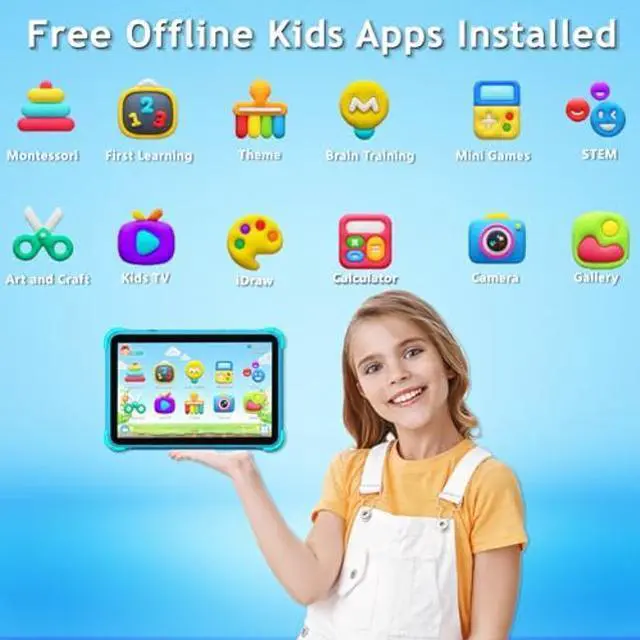 Alt view image 2 of 5 - YINOCHE Kids Tablet 10 inch Tablet for Kids 5G WiFi Toddler Tablets with Case Parental Control Dual Camera 32GB Kids Tablets Educational App Preloaded Support YouTube Neflix (Blue)