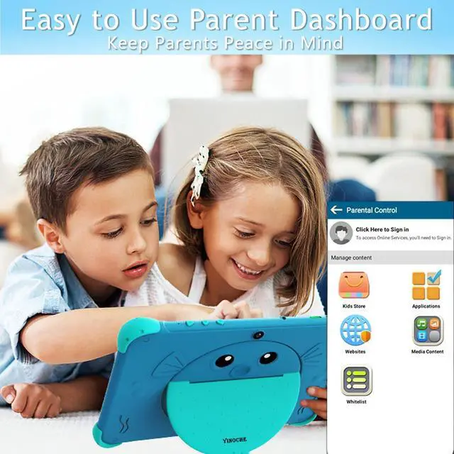 Alt view image 4 of 5 - YINOCHE Kids Tablet 10 inch Tablet for Kids 5G WiFi Toddler Tablets with Case Parental Control Dual Camera 32GB Kids Tablets Educational App Preloaded Support YouTube Neflix (Blue)