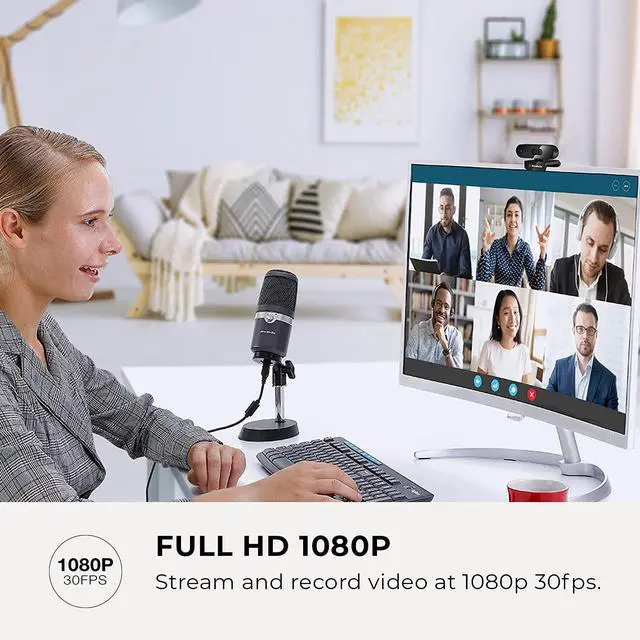 Alt view image 4 of 5 - AVerMedia PW310P Webcam - Full 1080p 30fps HD Camera with Autofocus and Dual Stereo Microphones, Work from Home, Remote Learning - NDAA Compliant