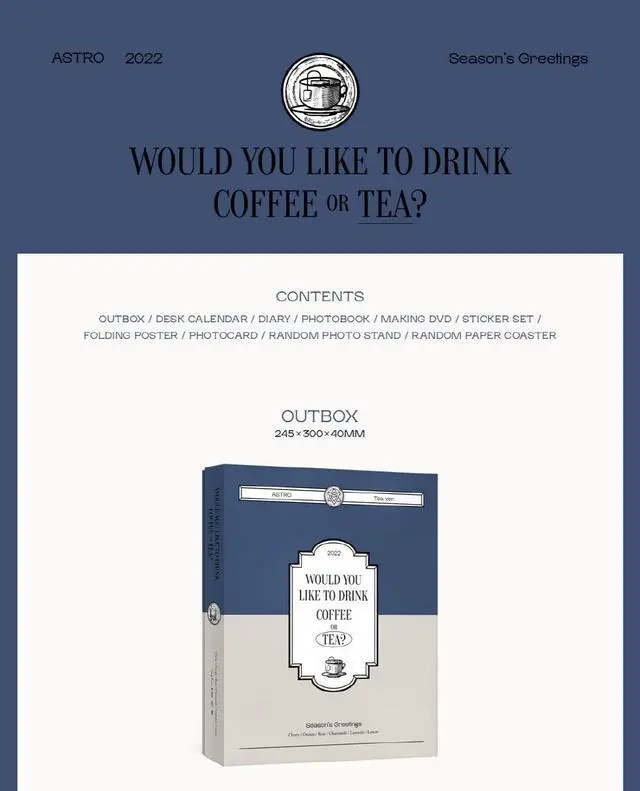 Alt view image 2 of 5 - FANTAGIO ASTRO - 2022 SEASON'S GREETINGS+Extra Photocards Set (TEA ver.)