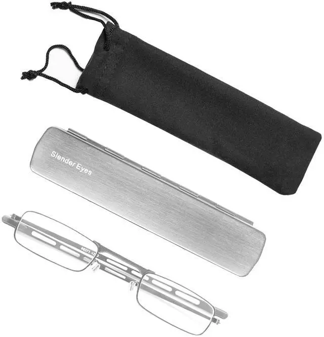 Main image of Slender Eyes Compact Reading Glasses With Ultra-High Optical Quality Frame and Lenses, Includes Case that Acts as Phone Stand
