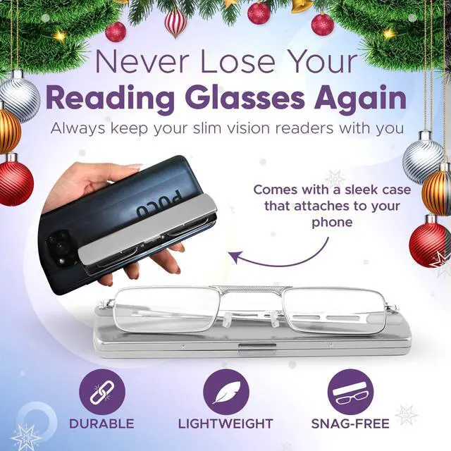 Alt view image 2 of 5 - Slender Eyes Compact Reading Glasses With Ultra-High Optical Quality Frame and Lenses, Includes Case that Acts as Phone Stand