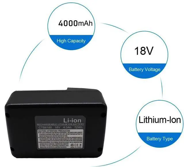 Alt view image 5 of 5 - QCZRED 18V 4000mAh CTB8185 Battery 72Wh for Snap On CTB7185 CTB8187 Compatible with Snap CT7850 CTL7850 CT8810 CDR7850H Power Tool Battery