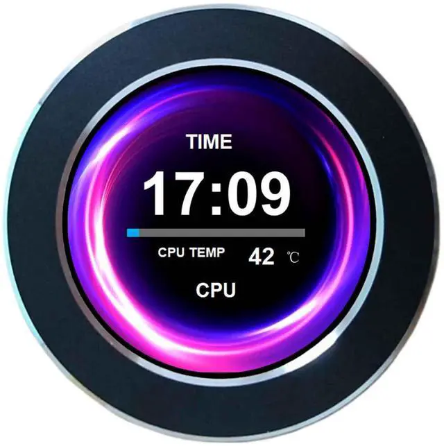 Main image of VSDISPLAY 2.1 Inch Round LCD Screen 480x480 CPU Temperature Date Monitoring Display for Computer PC Case Liquid Cooler,Black