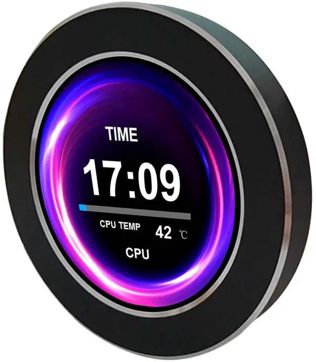 Alt view image 2 of 5 - VSDISPLAY 2.1 Inch Round LCD Screen 480x480 CPU Temperature Date Monitoring Display for Computer PC Case Liquid Cooler,Black