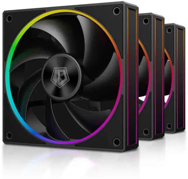 Main image of ID-COOLING AF-127-K-TRIO 120mm Case Fan ARGB FDB Bearing PC Fan Daisy Chain Connector Computer Fan for Radiator/CPU Air Cooler/Computer Case, 3 Pack, Black