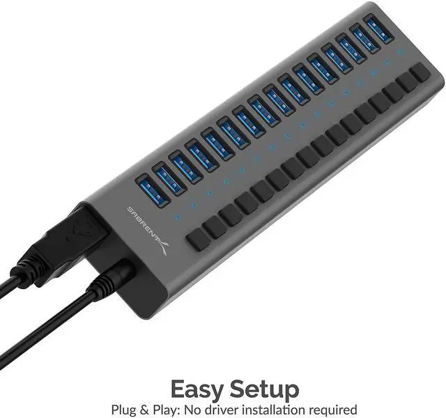 Alt view image 4 of 5 - Sabrent 16-Port USB 3.0 Data HUB and Charger with Individual switches + Mini Travel 2.4GHz Wireless Mouse with Nano Receiver