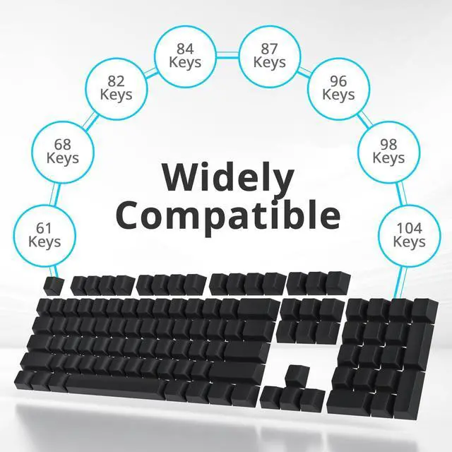 Alt view image 4 of 5 - Owpkeenthy Blank Black PBT keycaps Custom Cherry Profile 1.5mm Thick ANSI ISO Minimalist Keycap Set for 60% 65% 75% Fullsize MX Switches Mechanical Keyboard (Blank Black)