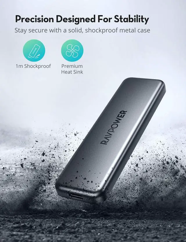 Alt view image 4 of 5 - VAVA Portable External SSD Pro, 512GB Hard Drive with 540MB/S Data Transfer, NAND Flash, USB 3.1 Gen 2 Interface, ATA Lock, Mini USB C Solid State Drive