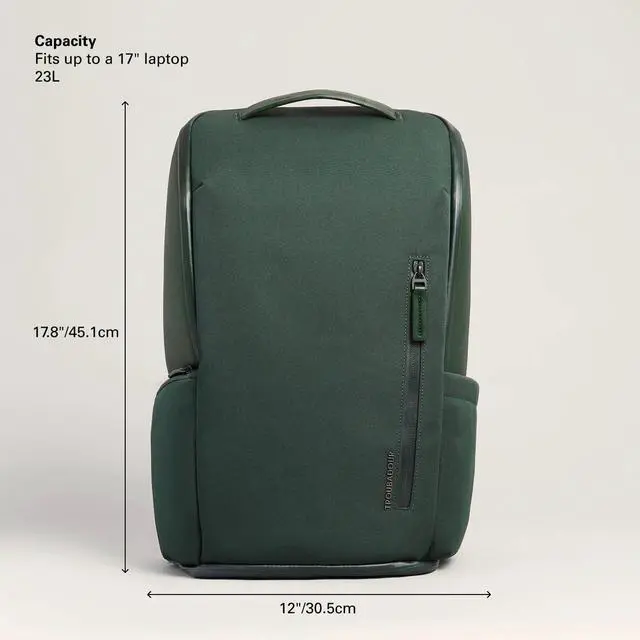 Alt view image 5 of 5 - Troubadour Pioneer Backpack 3.0 - Premium Everyday Bag with Padded Laptop Section, Ventilated Shoe Compartment & Sustainable Waterproof Material - All-Day Lightweight Comfort Design - Obsidian Green