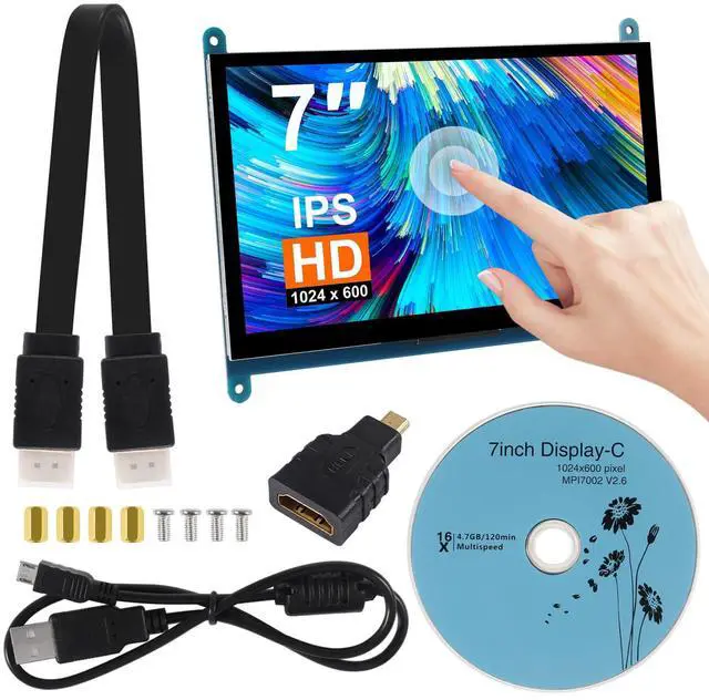 Main image of XIITIA 7 Inch IPS Touch Screen Display 1024×600 Capacitive Screen HDMI HD Screen Full View Color LCD Liquid Crystal Screen for Windows 10 8 7, BB Black etc