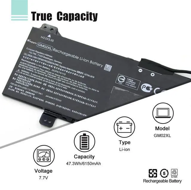 Alt view image 2 of 5 - BOWEIRUI GM02XL 917725-855 Battery Compatible with HP Chromebook 14 G5 14-CA000NA 11 G6 G7 EE Chromebook X360 11 G1 Series Notebook GB02XL L42583-005 917725-855 Battery