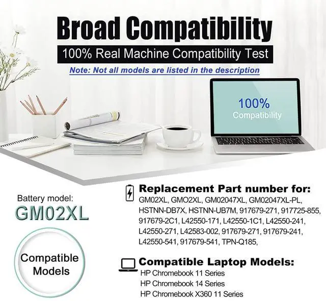 Alt view image 5 of 5 - BOWEIRUI GM02XL 917725-855 Battery Compatible with HP Chromebook 14 G5 14-CA000NA 11 G6 G7 EE Chromebook X360 11 G1 Series Notebook GB02XL L42583-005 917725-855 Battery