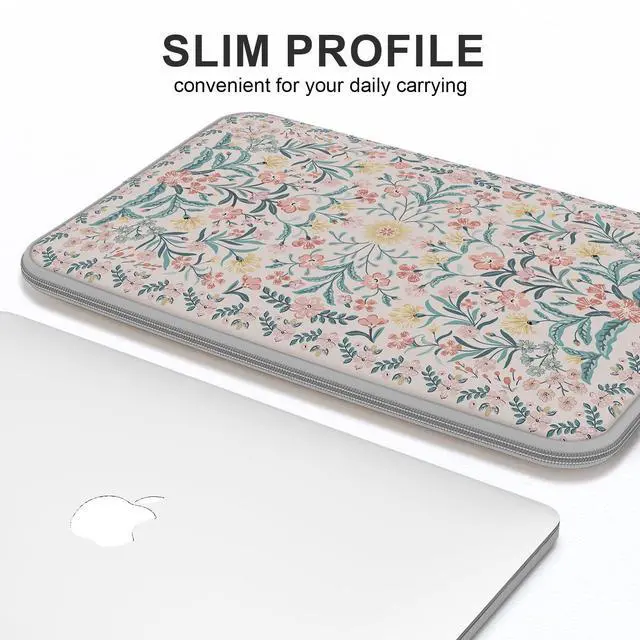 Alt view image 3 of 5 - iCasso Laptop Sleeve 13 inch for MacBook Air 13-13.6 inch, Cute Laptop case for MacBook Pro 13 inch, Slim Protective Travel Carrying Case for MacBook Pro 14 inch, Computer Mats for Desktop,Pink Floral