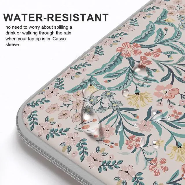 Alt view image 4 of 5 - iCasso Laptop Sleeve 13 inch for MacBook Air 13-13.6 inch, Cute Laptop case for MacBook Pro 13 inch, Slim Protective Travel Carrying Case for MacBook Pro 14 inch, Computer Mats for Desktop,Pink Floral