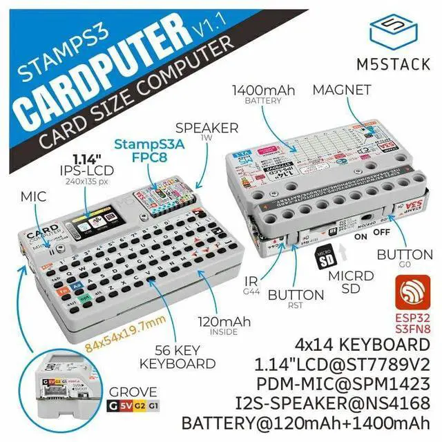 Alt view image 2 of 5 - M5Stack Official Cardputer v1.1 New for 2025 Now with M5StampS3A - Pocket Computer Development Kit (K132-V11 Cardputer v1.1)