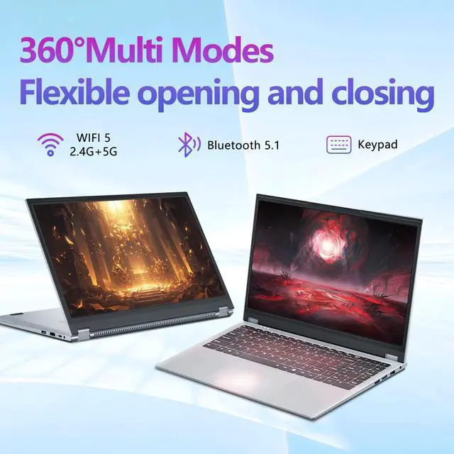 Alt view image 2 of 5 - Gaming Laptop,15.6 Inch 2 in 1 Laptop,16 GB DDR4 512GB SSD,R3-3200U Processor(up to 3.50GHz),1920 * 1080 Touch Display,Wifi5,BT 5.1,HDMI*1,Type C,Supports 360° Folding,Backlit Keyboard,portable gamer