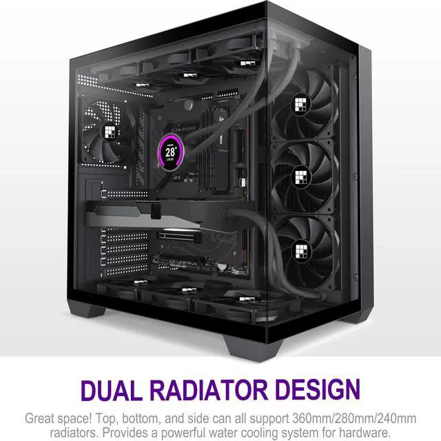 Alt view image 2 of 5 - FOIFKIN F300 (2025) PC Case - Pre-Installed 4 No RGB Fan, ATX Mid-Tower Gaming PC Case, 270° Panoramic Glass with Type-C, FOIFKIN (Black)