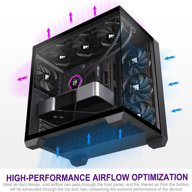 Alt view image 4 of 5 - FOIFKIN F300 (2025) PC Case - Pre-Installed 4 No RGB Fan, ATX Mid-Tower Gaming PC Case, 270° Panoramic Glass with Type-C, FOIFKIN (Black)