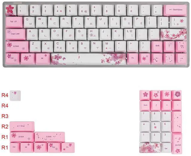 Main image of (Only Keycaps) Sakura 60% PBT Keycaps Set OEM for MX Switches Mechanical Keyboard ANSI Layout Compatible with GH60 RK61/ALT61/Annie/poker GK61 GK64 (Korean)