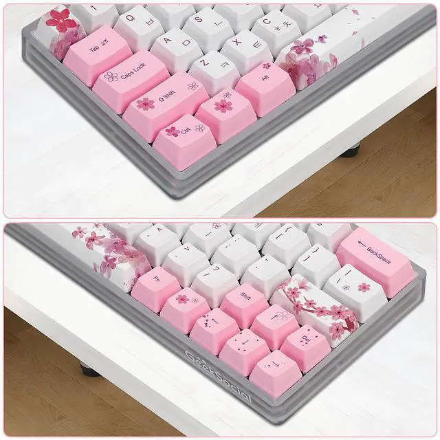 Alt view image 4 of 5 - (Only Keycaps) Sakura 60% PBT Keycaps Set OEM for MX Switches Mechanical Keyboard ANSI Layout Compatible with GH60 RK61/ALT61/Annie/poker GK61 GK64 (Korean)