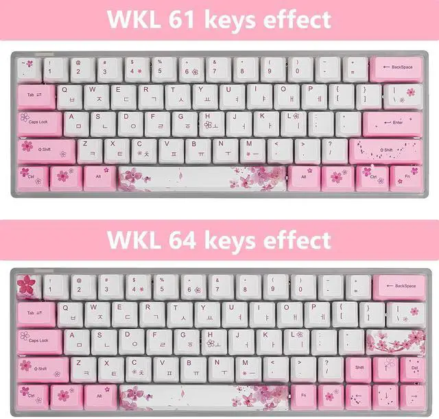 Alt view image 5 of 5 - (Only Keycaps) Sakura 60% PBT Keycaps Set OEM for MX Switches Mechanical Keyboard ANSI Layout Compatible with GH60 RK61/ALT61/Annie/poker GK61 GK64 (Korean)