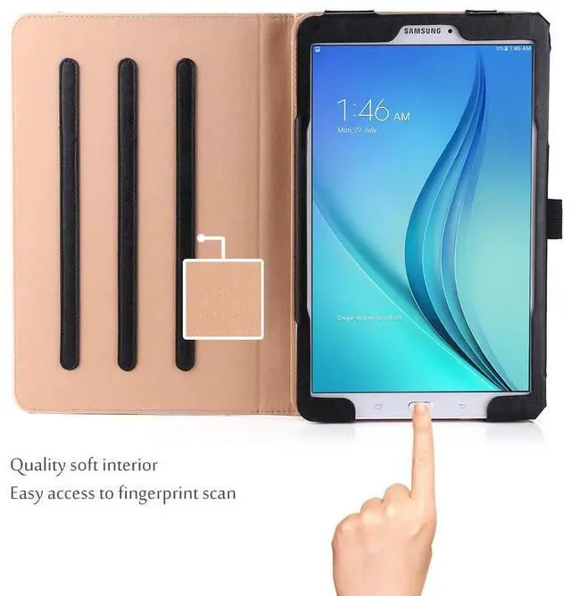 Alt view image 2 of 5 - ProCase Galaxy Tab E 9.6 Case  Vintage Stand Folio Case Cover for Galaxy Tab E 9.6"/ Tab E Nook 9.6-Inch Tablet (SM-T560 / T561 / T565 and SM-T567V Verizon 4G LTE Version) -Black
