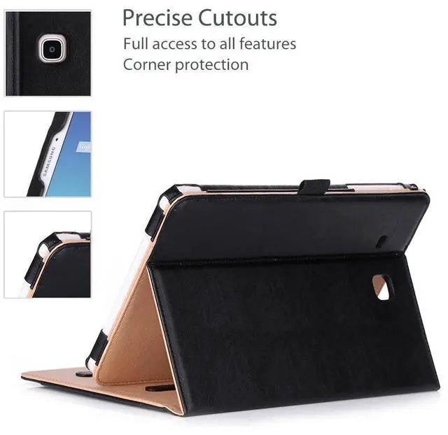 Alt view image 4 of 5 - ProCase Galaxy Tab E 9.6 Case  Vintage Stand Folio Case Cover for Galaxy Tab E 9.6"/ Tab E Nook 9.6-Inch Tablet (SM-T560 / T561 / T565 and SM-T567V Verizon 4G LTE Version) -Black