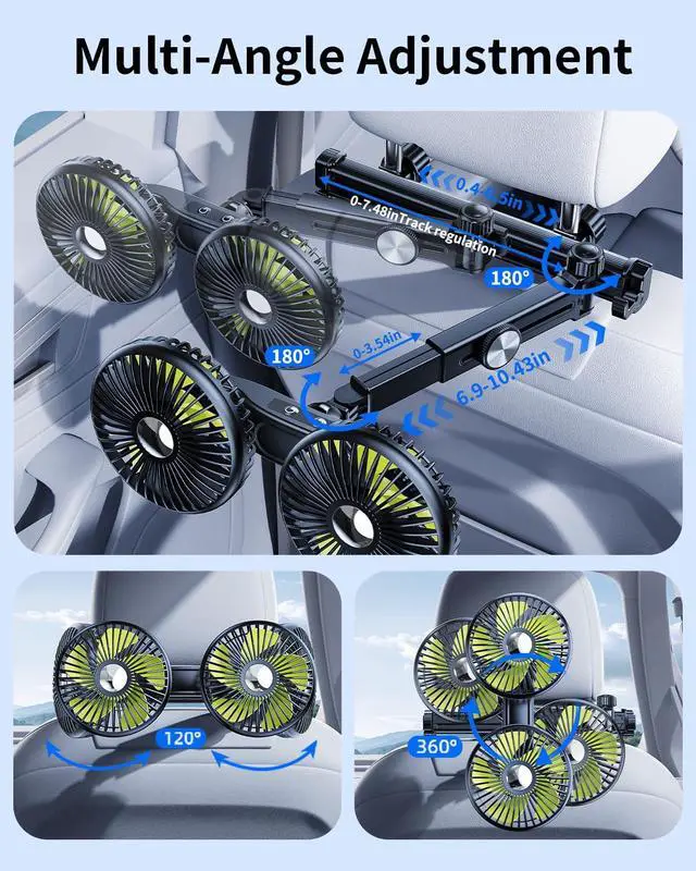 Alt view image 3 of 5 - NIFBANG Car Fan for Backseat for Kids,Battery Powered USB Rechargeable Car Seat Fan for Baby [Extender Arm] 360° Rotatable Cooling Venty Fans for Back Seat,Carseat Fan That Blow Cold Air for RV SUV