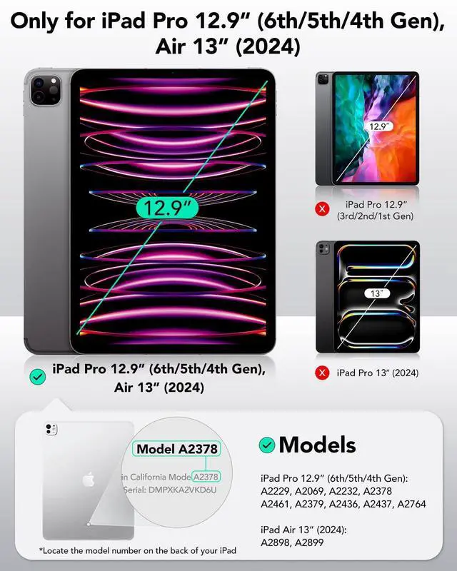Alt view image 2 of 5 - ESR for iPad Pro 12.9 6th/5th/4th Gen, iPad Air 13 Inch Case M3/M2 (2025/2024), Powerful Magnetic Attachment, Slim Trifold Stand Case, Supports Pencil Pro & Pencil (USB-C), Rebound Series, Pink
