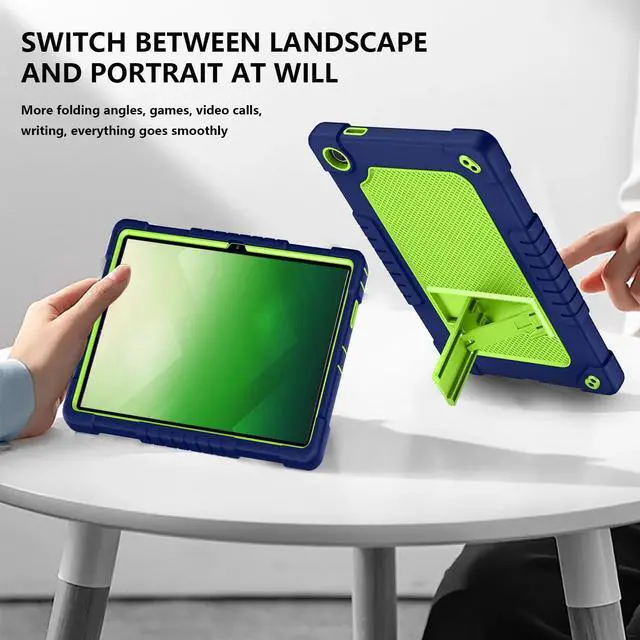 Alt view image 2 of 5 - FIEWESEY for Walmart Onn 11 Tablet Pro (Model:100110027) Case,Heavy-Duty Drop-Proof Shockproof Hybrid Kids Friendly Protective Case for Onn 11 Tablet Pro+Screen Protector (Navy/Green,2 Pack)