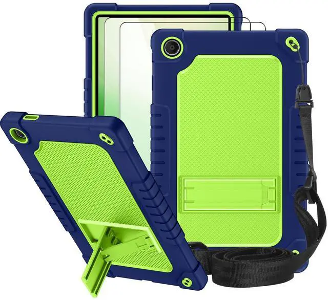 Main image of FIEWESEY for Walmart Onn 11 Tablet Pro (Model:100110027) Case,Heavy-Duty Drop-Proof Shockproof Hybrid Kids Friendly Protective Case for Onn 11 Tablet Pro+Screen Protector (Navy/Green,2 Pack)