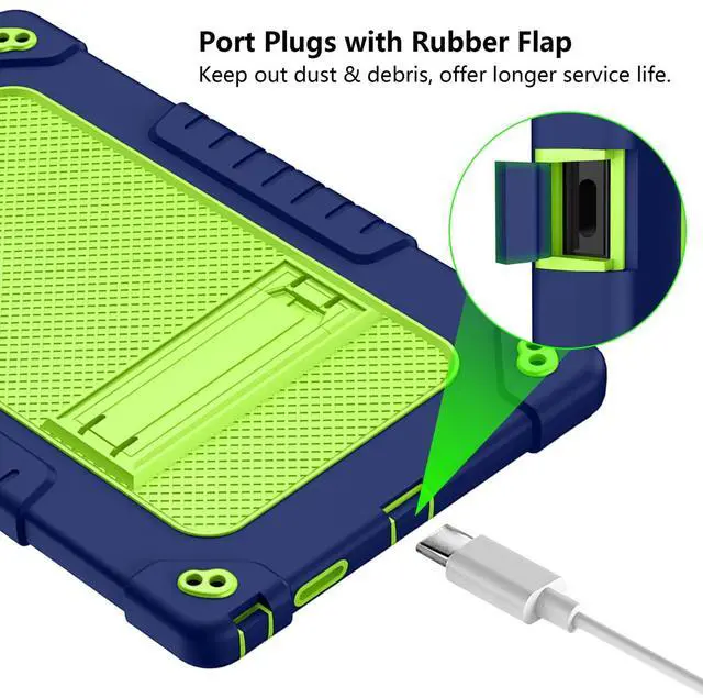Alt view image 5 of 5 - FIEWESEY for Walmart Onn 11 Tablet Pro (Model:100110027) Case,Heavy-Duty Drop-Proof Shockproof Hybrid Kids Friendly Protective Case for Onn 11 Tablet Pro+Screen Protector (Navy/Green,2 Pack)