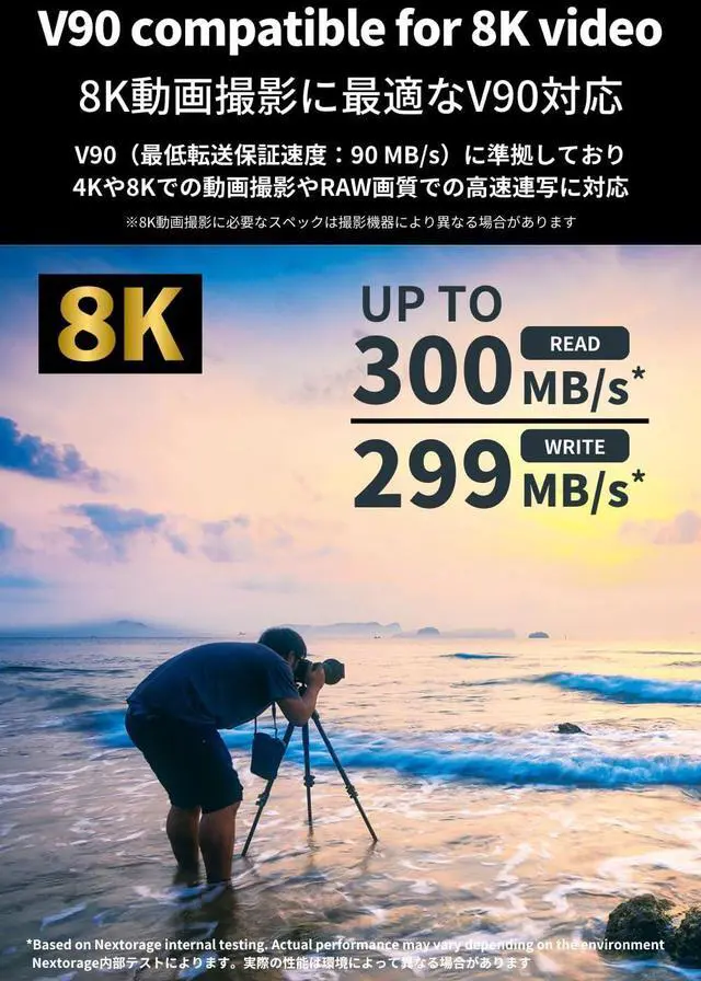 Alt view image 3 of 5 - Nextorage 64GB SDXC UHS-II V90 Japanese Brand pSLC Max. Write Speed 299MB/s Max. Read Speed 300MB/s 4K Recording NX-F2PRO64G SD Card Memory for Camera