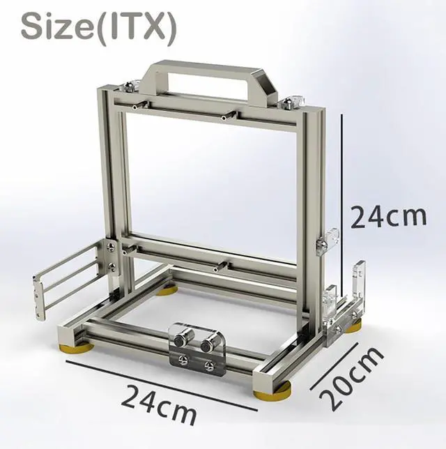 Alt view image 3 of 5 - EDIY PC Test Bench Open Air Computer Case ITX Motherboard Chassis Aluminum Bracket DIY Bare Frame ITX Support 120 240 360 Liquid Cooling Silver