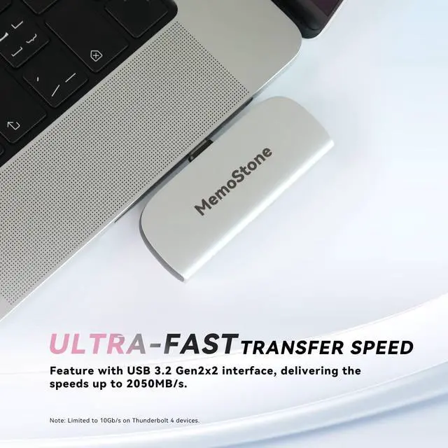 Alt view image 2 of 5 - KingSpec MemoStone 512GB Portable USB-C External SSD 2000MB/s, High-Speed Solid State Drive with USB 3.2 Gen2x2 20Gb/s Interface, Compatible with Apple iPhones/Tablets/Laptops