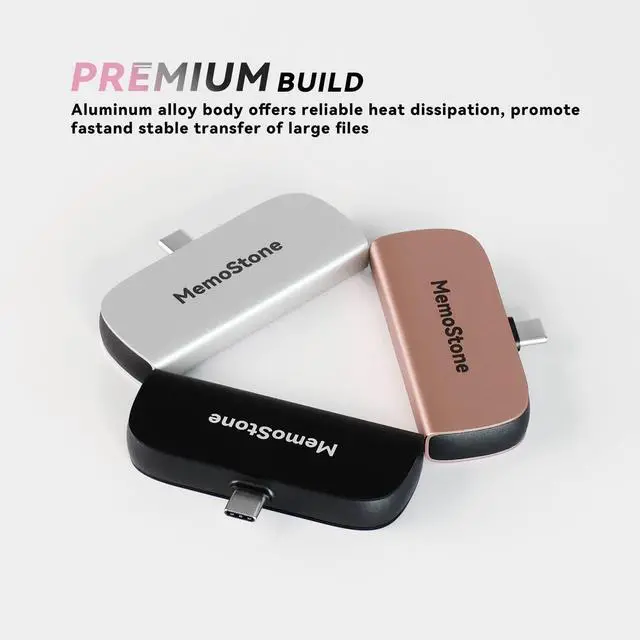 Alt view image 3 of 5 - KingSpec MemoStone 512GB Portable USB-C External SSD 2000MB/s, High-Speed Solid State Drive with USB 3.2 Gen2x2 20Gb/s Interface, Compatible with Apple iPhones/Tablets/Laptops
