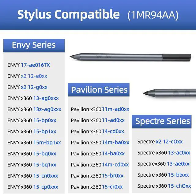 Alt view image 2 of 5 - Stylus Pen for HP Envy X360 Pavilion X360 Specter X360 Spectre X2 Envy X2 Rechargeable MPP 1.51 Tilt Active Pen with 1024 Pressure Sensitivity, Palm Rejection, Magnetic Attachment Function (Black)