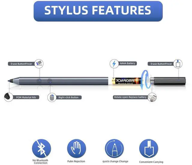 Alt view image 3 of 5 - Stylus Pen for HP Envy X360 Pavilion X360 Specter X360 Spectre X2 Envy X2 Rechargeable MPP 1.51 Tilt Active Pen with 1024 Pressure Sensitivity, Palm Rejection, Magnetic Attachment Function (Black)