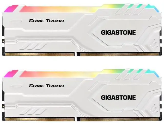 Main image of RGB DDR4 RAMGIGASTONE Game TURBO 16GB Kit (2x8GB)DDR4 3200MHz PC4-25600 CL 16-18-18-40 Intel XMP 2.0 AMD Ryzen 1.35V UDIMM 288 Pin Unbuffered Non ECC High Performance Gaming Desktop Memory - White