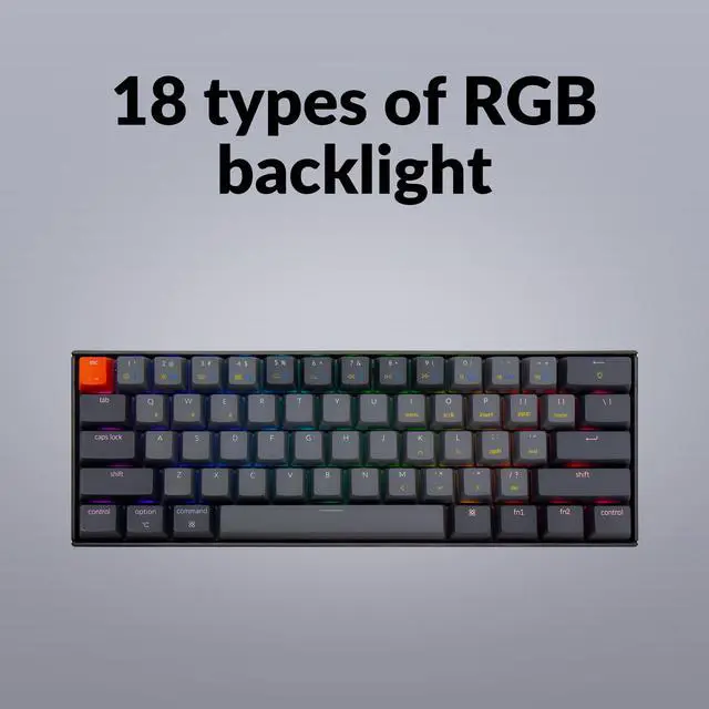 Alt view image 4 of 5 - Keychron K12 60% Layout Hot-Swappable Bluetooth Wireless/USB Wired Mechanical Keyboard with Gateron G Pro Red Switch RGB Backlit, Compact 61-Key Computer Gaming Keyboard Compatible with Mac Windows