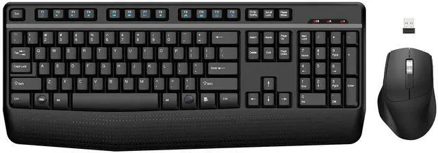 Main image of Wireless Keyboard and Mouse Combo, EDJO 2.4G Full-Sized Ergonomic Computer Keyboard with Wrist Rest and 3 Level DPI Adjustable Wireless Mouse for Windows, Mac OS Desktop/Laptop/PC (Dark Gray)