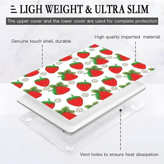 Alt view image 5 of 5 - Yicomon Compatible with MacBook Air 13 inch Case 2020 2021 M1 A2337 A2179 A1932, Plastic Hard Shell Case for Mac Air 13 with Touch ID (2018-2021) - Cute Strawberry Flowers