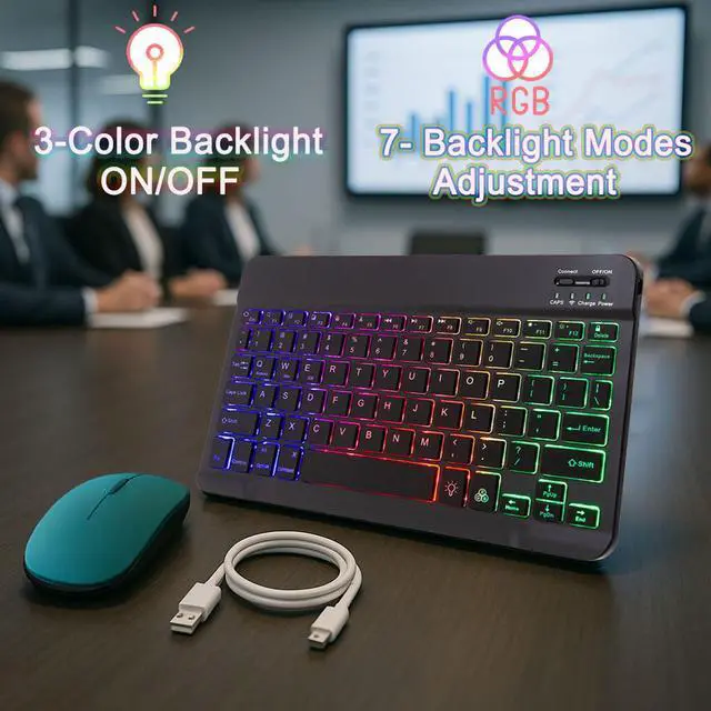 Alt view image 5 of 5 - Keyboard Case for Samsung Galaxy Tab S10 FE 2025 /S9 FE 10.9 Inch/Galaxy Tab S9 11 Inch 2023, Mouse and Detachable Bluetooth Backlit Keyboard, Lightweight Folio Cover with Pen Holder (Green)